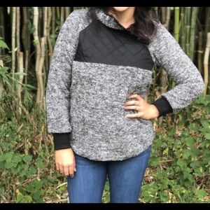 Charcoal Grey and Black Sherpa Sweatshirt